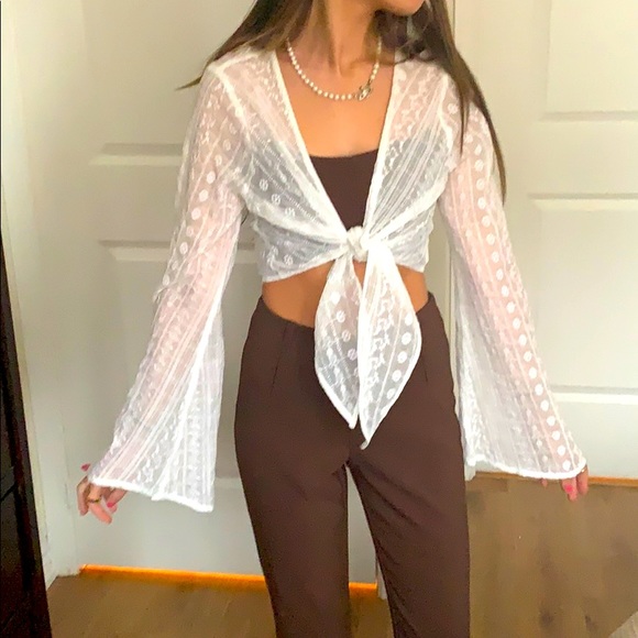 Tie front cropped blouse size S - Picture 1 of 7